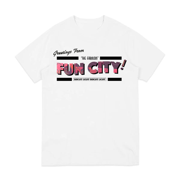 GREETINGS FROM FUN CITY WHITE T-SHIRT